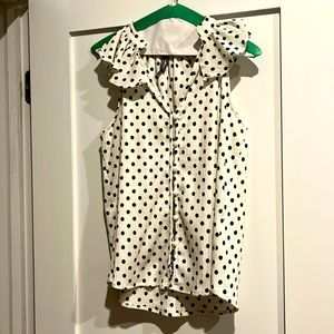 Anthropologie sleeveless polka dot blouse